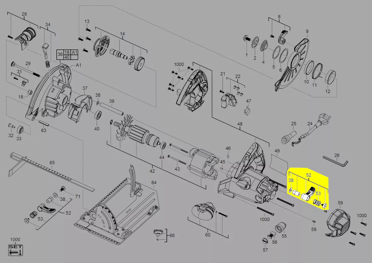 levier réglage profondeur de coupe réf. 4931436316 AEG